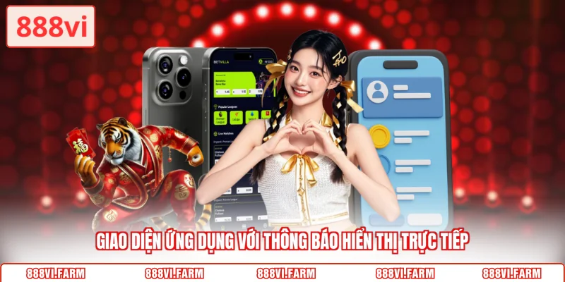 Giao diện ứng dụng với thông báo hiển thị trực tiếp