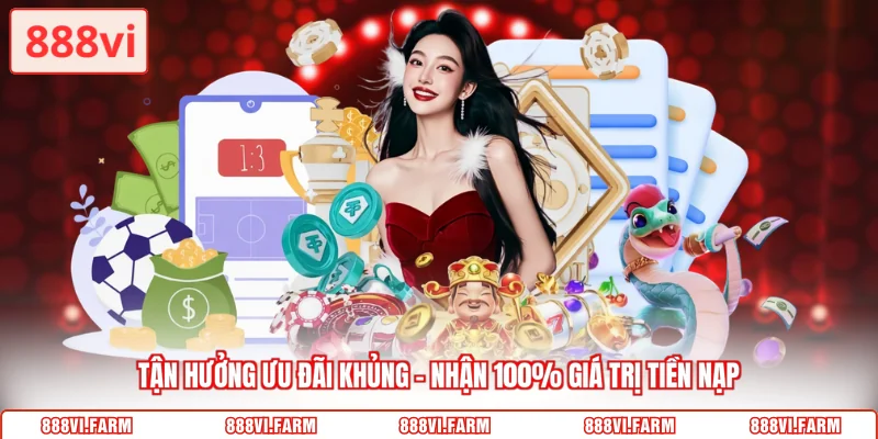 Tận hưởng ưu đãi khủng - Nhận 100% giá trị tiền nạp